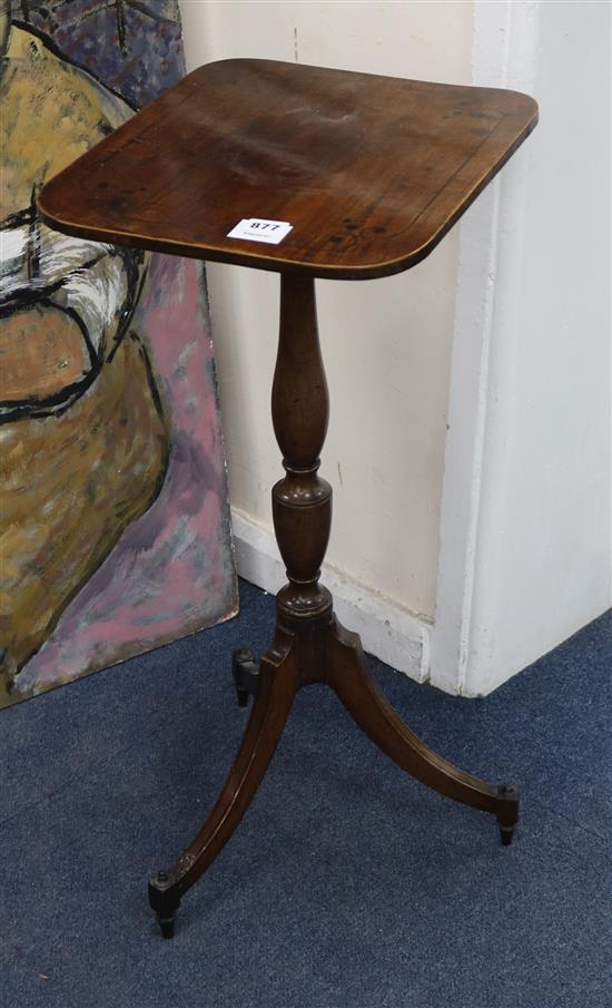 A Regency ebony inlaid mahogany tilt top wine table W.38cm
